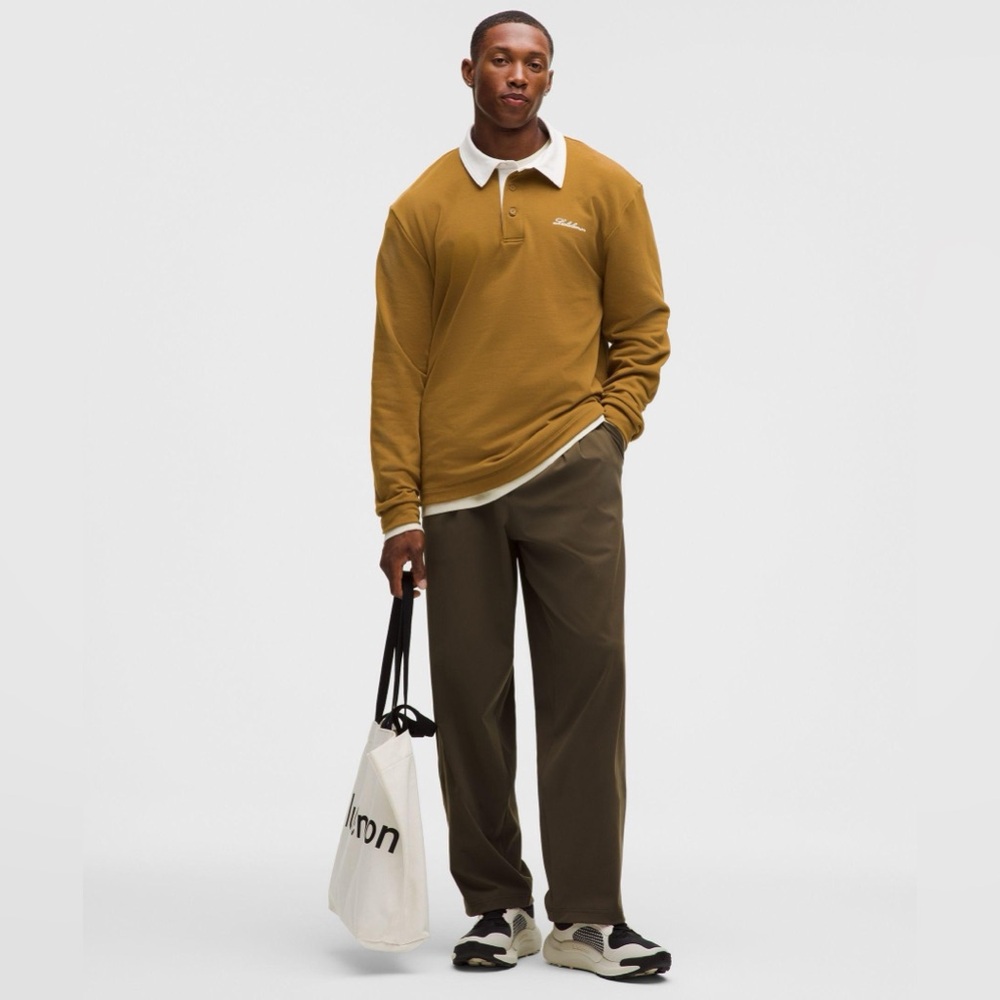 LULULEMON Mens Natural Long Sleeve Rugby Polo - Picture 2 of 5